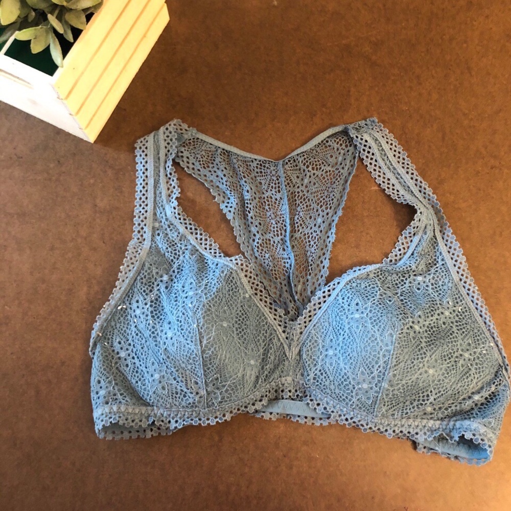 aerie // blue laced bralette // size L